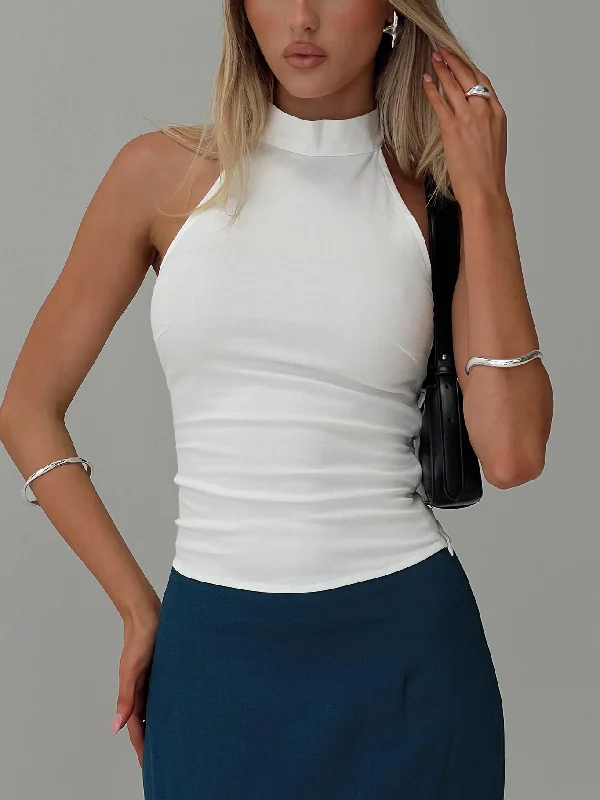 Designer Wear On Sale Merril Halter Top White