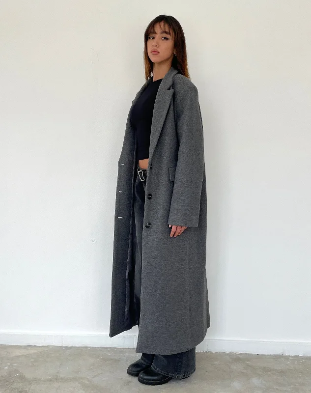 Vibrant Styles Malati Longline Coat in Charcoal