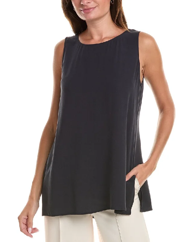 Latest Fashion EILEEN FISHER Crepe Ballet Neck Silk Tank