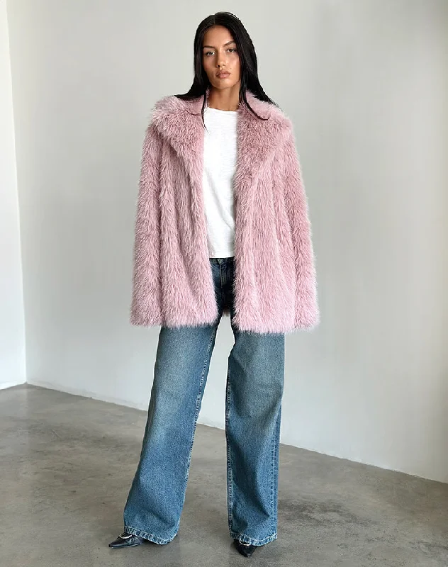 Stylish Statements Lupita Jacket in Faux Fur Dusty Pink