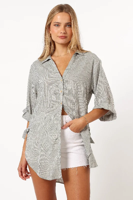 Bold Fashion Wren Oversized Shirt - Olive