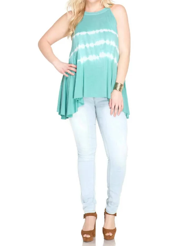 Last Chance Sale Sleeveless Tie Dye Tank In Dusty Jade