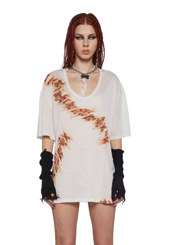 Graceful Drape Fader Rust Pin Oversized Tee