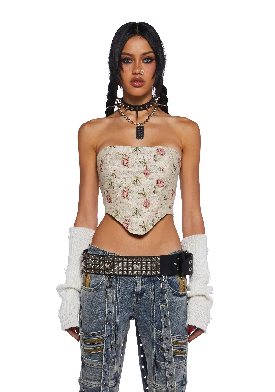 Special Offers, Don't Miss Written Rose Corset Top