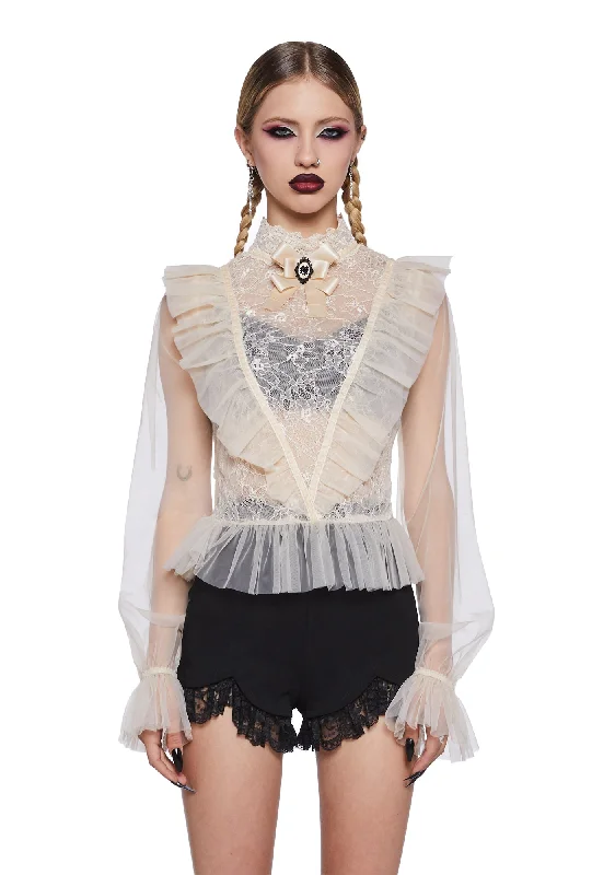 Seasonal Trend The Midnight Hour Sheer Blouse - Off White