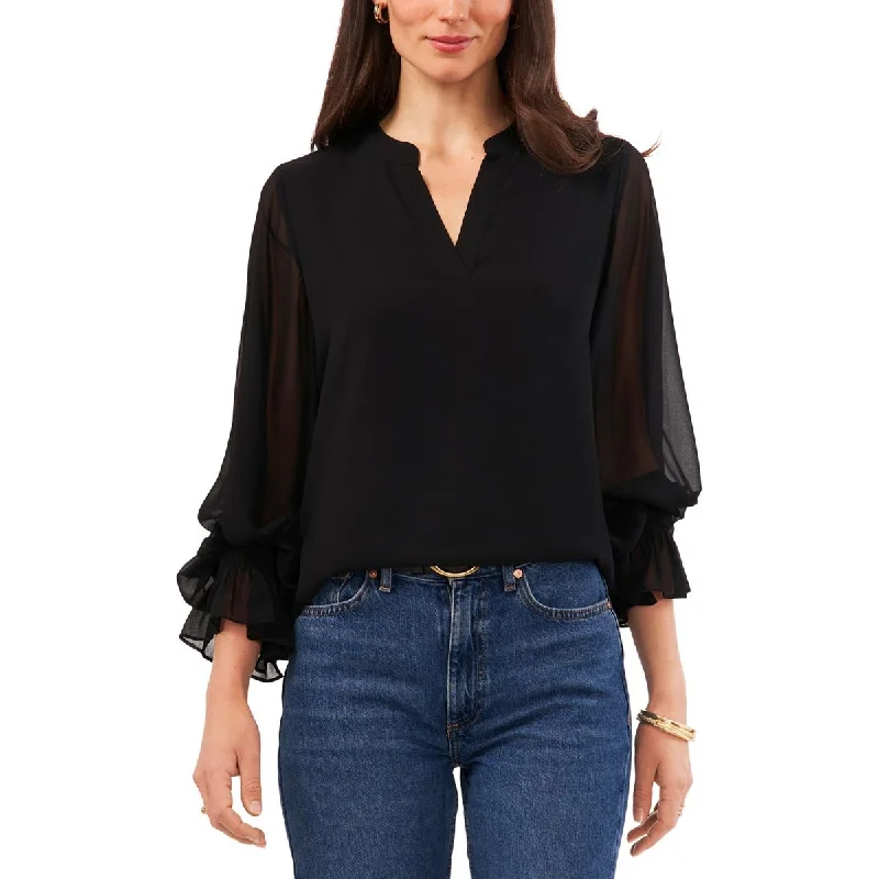 Casual Fashion Womens Solid V-Neck Blouse