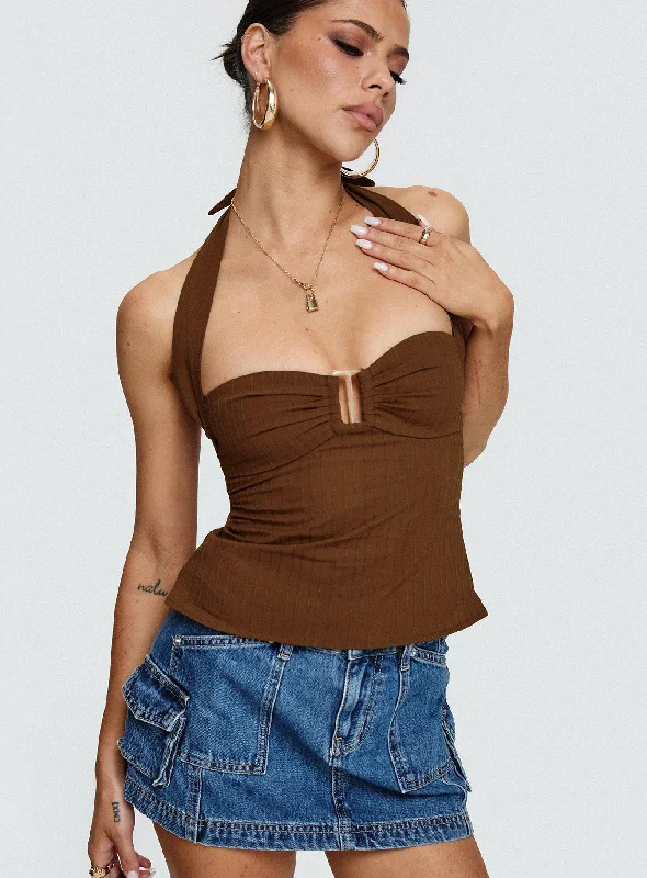 From Casual To Classy Isabetta Halter Top Chocolate