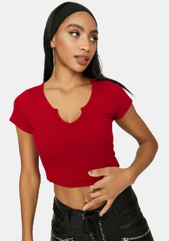 Everyday Glamour Maroon Shoot My Shot Crop Tee