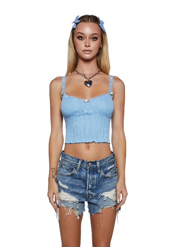 Inspired By You, Designed For You Spring Chicky Pointelle Cami Tank - Blue