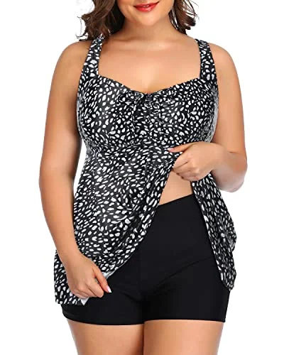 Vintage Style Clothing Sale Slimming Swimsuits Tankini Swimsuits Shorts-Black White Dots