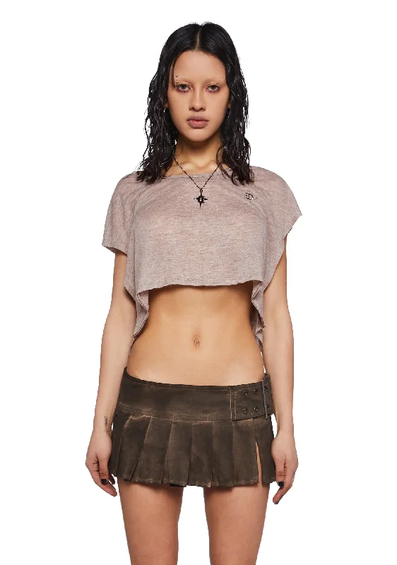 Modern Romance Crossfade Cropped Oversized Tee- Brown