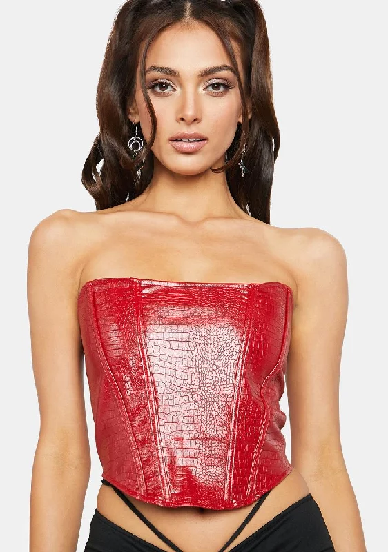 Street Style Fashion Red Holly Corset Top