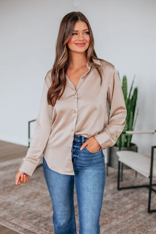 Anniversary Sale Quinn Button Down Blouse - Nude