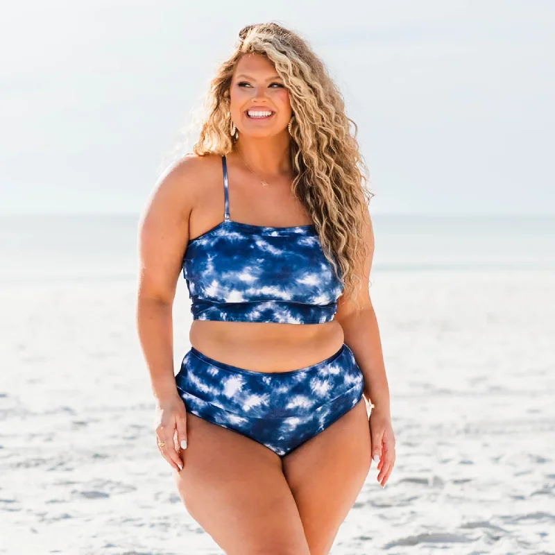 Crazy Price Slashing Hidden Islands Swim Top, Tie Dye-Blue