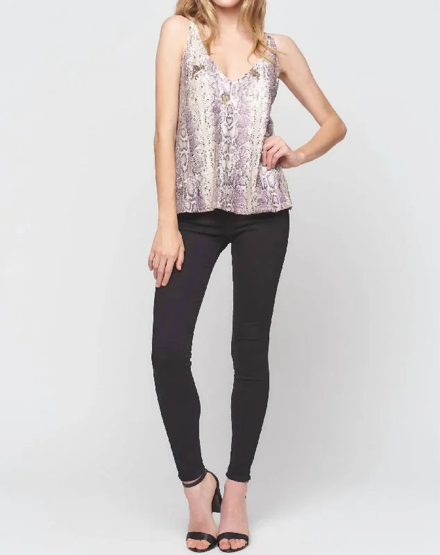 Forward Trendsetter Python Sequin Cami In Champagne