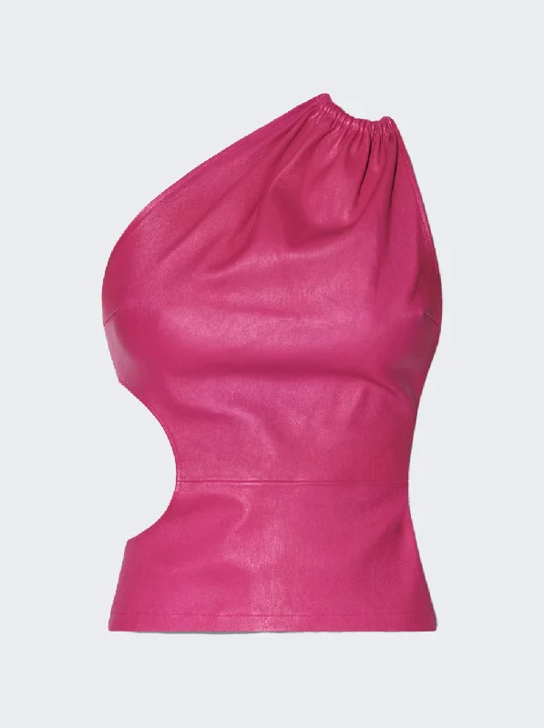 Hot Styles Asymmetric Leather Tank Fuchsia Pink