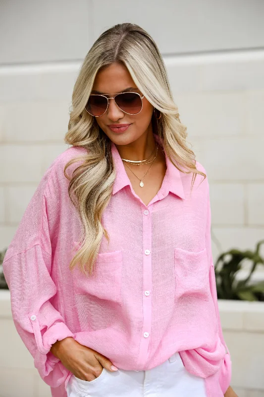 New In This Season FINAL SALE - Kelsey Oversized Button-Up Blouse - DU DEAL