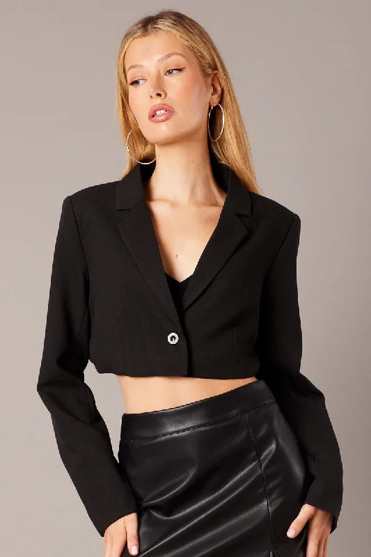 Unbeatable Deals Black Crop Blazer Jacket