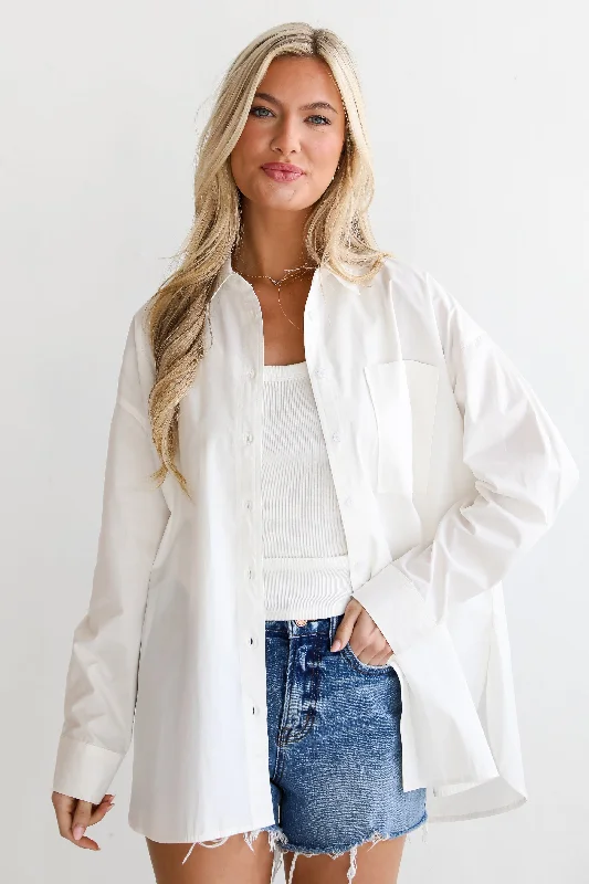 Trending Items FINAL SALE - Serena White Button-Up Blouse - DU DEAL