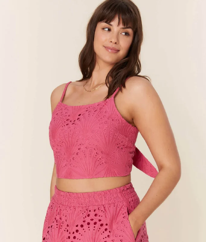 Catch Every Fashion Trend The Santiago Crop Top - Eyelet - Rosette