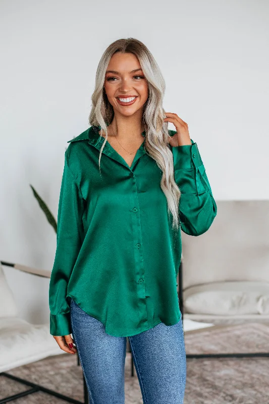 Wardrobe Refresh Quinn Button Down Blouse - Hunter Green