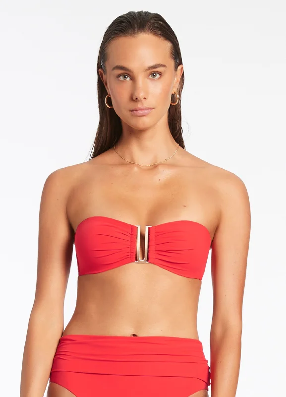 Save Big Jetset Bandeau Bikini Top - Cherry