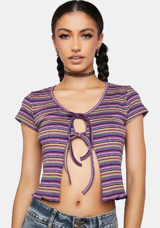 Eclectic Fashion Lily Tie Front Crop Top