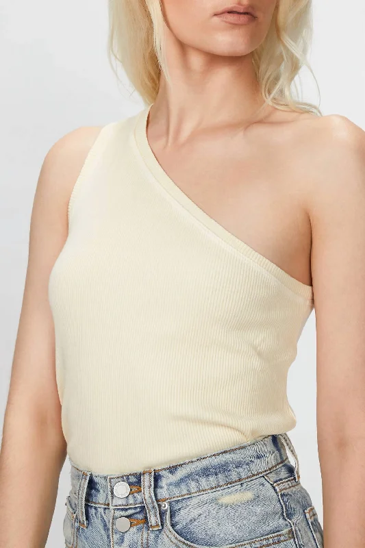 Chic Trends For The Fashion Savvy Declan One Shoulder Tank In Butter