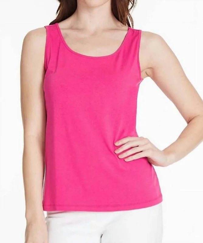 Mid Season Sale Double Scoop Neck Tank In Fuchsia