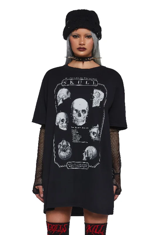 Chic Allure Skull Knowledge Oversized Tee