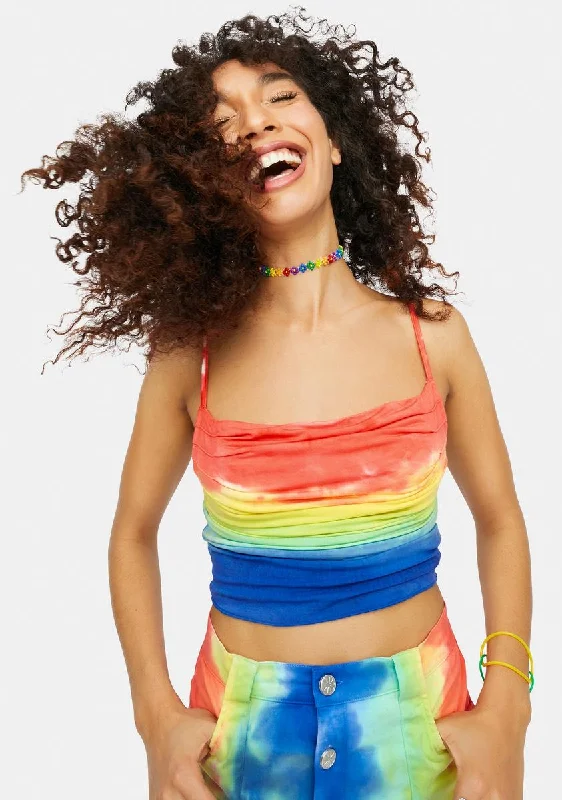 Wardrobe Refresh Righteous Mood Rainbow Tie Dye Cowl Neck Tank