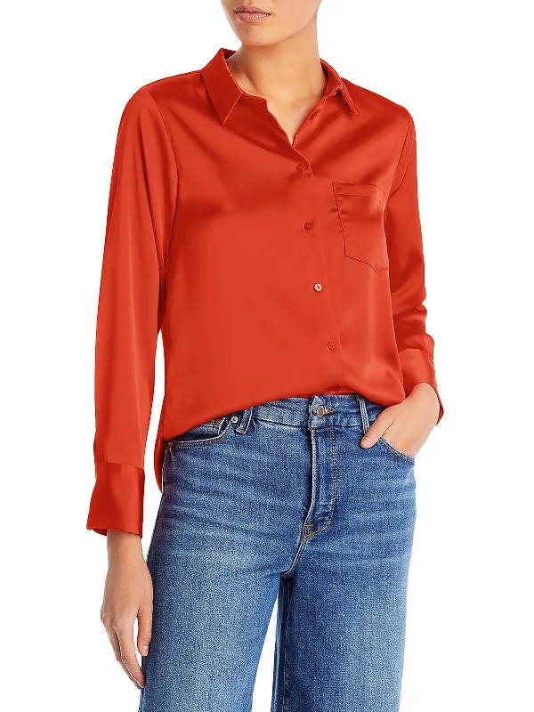 Timeless Elegance Womens Collared Blouse Button-Down Top