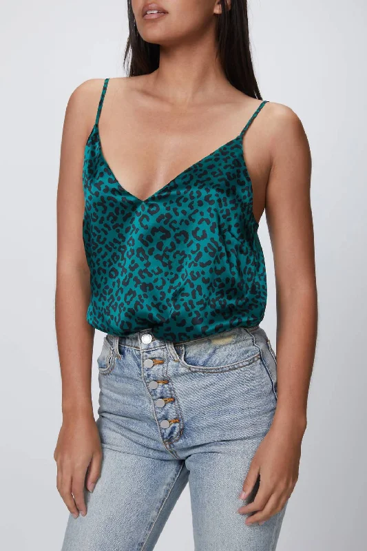 Casual Chic Olivia Cami In Emerald Leopard