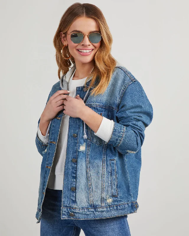 Trendy Women's Wear Collection Rudberg Hooded Denim Jacket