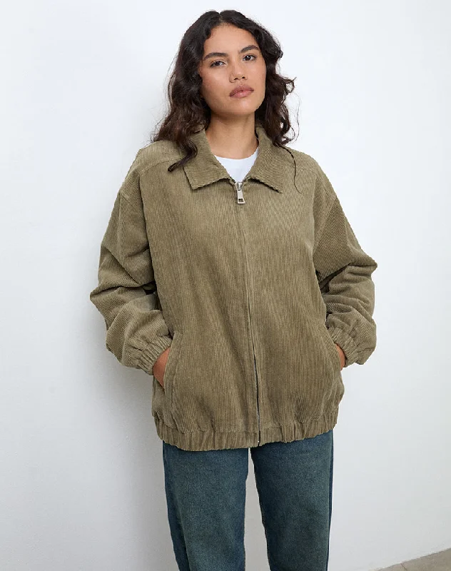 Casual Chic Cavita Jacket in Cord Artichoke Green