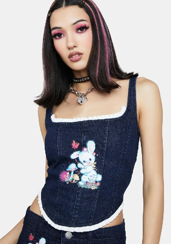 Chic Casual Style Bunny Corset Top