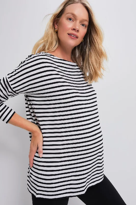 High End Fashion Black and White Stripe The Perfect Longsleeve Tee