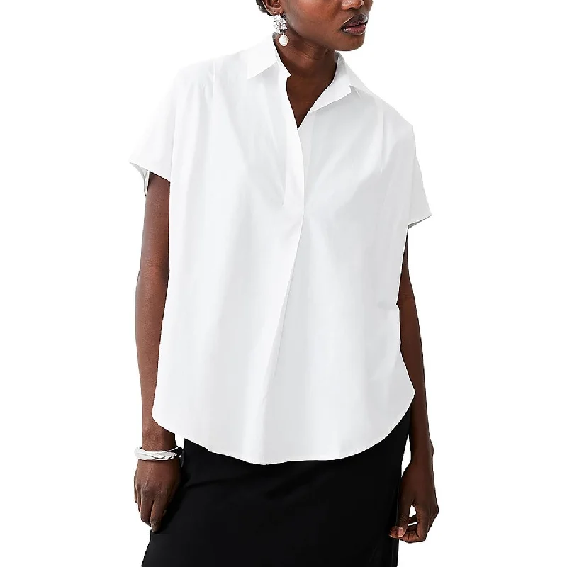 Limited Styles Womens V-Neck Collared Blouse