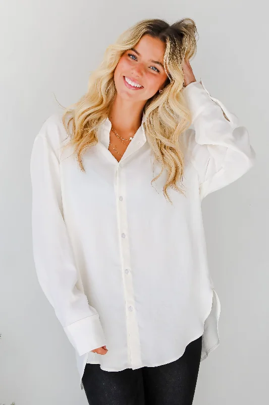 Hot Styles Elegant Sensation Cream Oversized Button-Up Blouse