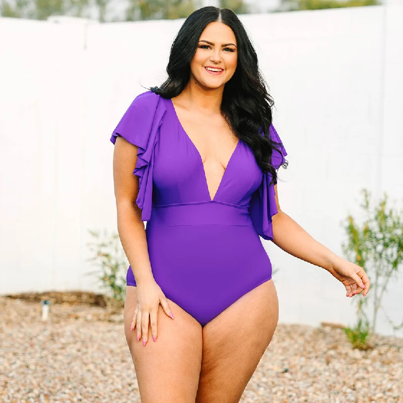 Boutique Styles My Heart Is In Hawaii Swimsuit, Purple