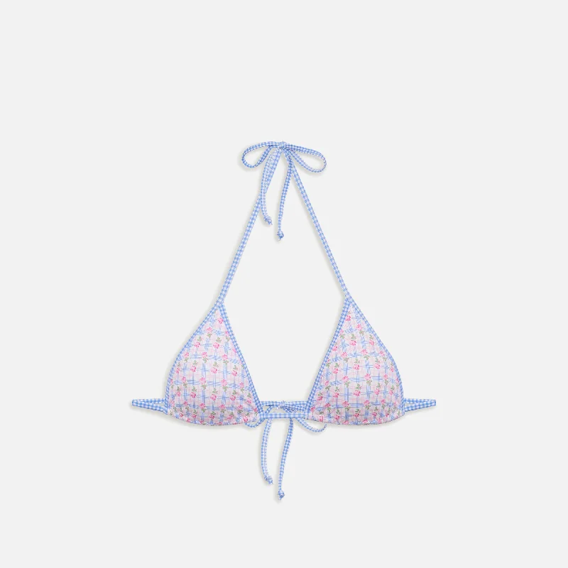 Nordic Minimalist Home Look Frankies Bikinis Nick Plaid Triangle Bikini Top - Rose Picnic