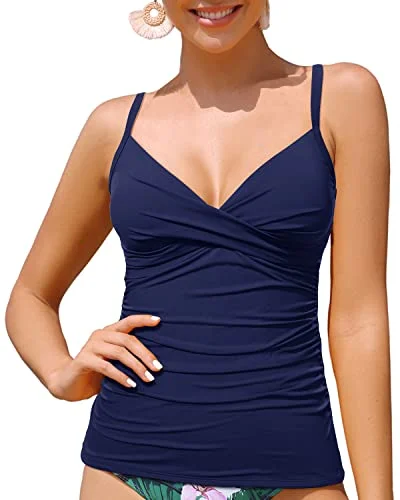 Great Prices On Feminine Styles Tummy Control Twist V Neck Tankini Top Women's Swimwear Bathing Suits