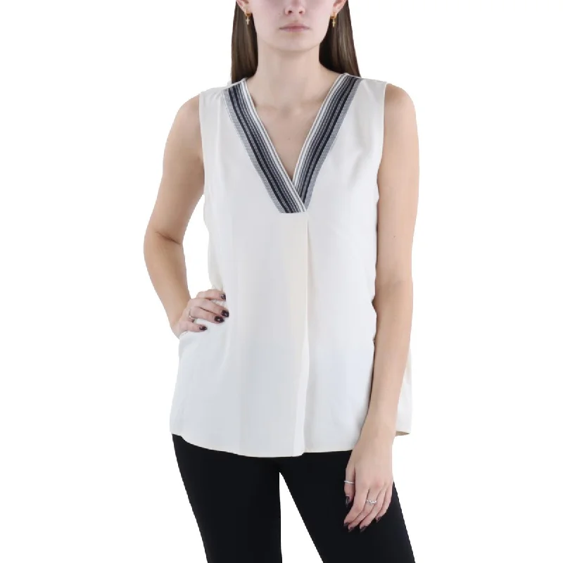 Modern Romance Womens Split Neck Tank Shell