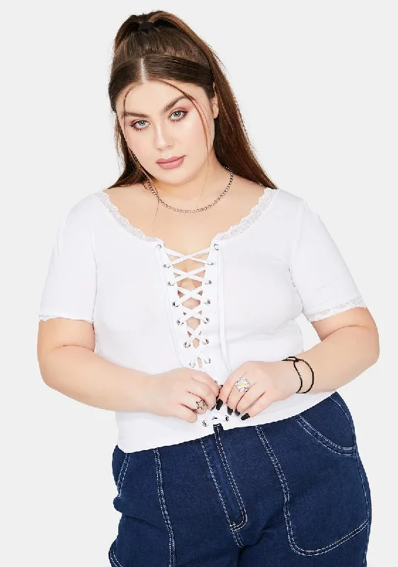 Hurry Before It's Gone Lux Taken Advice Lace-Up Crop Top