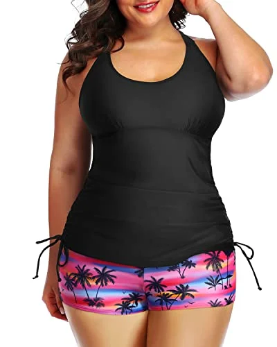 Ride The Style Wave Women Plus Size Tankini Swimsuit Geometric Bathing Suit Top with Shorts