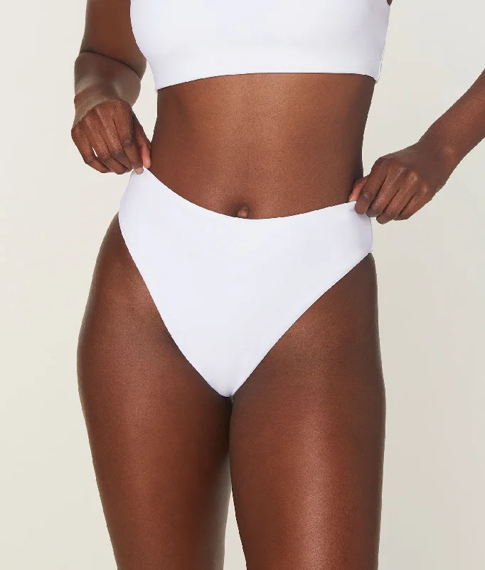 The Good Stuff The 90s High Waist Bikini Bottom - Eco Nylon - White