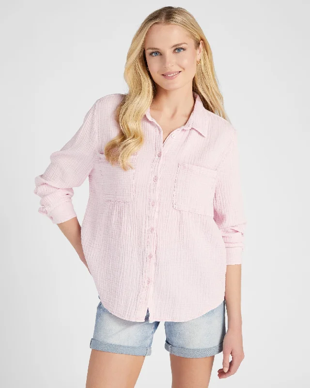 Seasonal Fashion Kaili Button Up Gauze Top