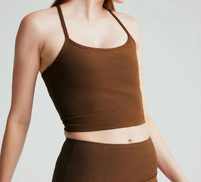 End Of Season Sale Spacedye Slim Racerback Cropped Tank In Bold Mocha