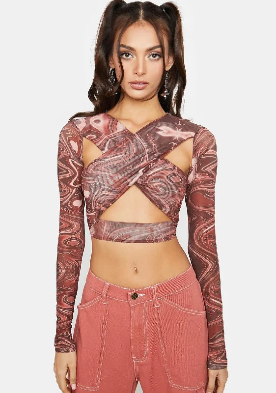 Find Your Unique Flair Rouge Good Aura Mesh Crop Top