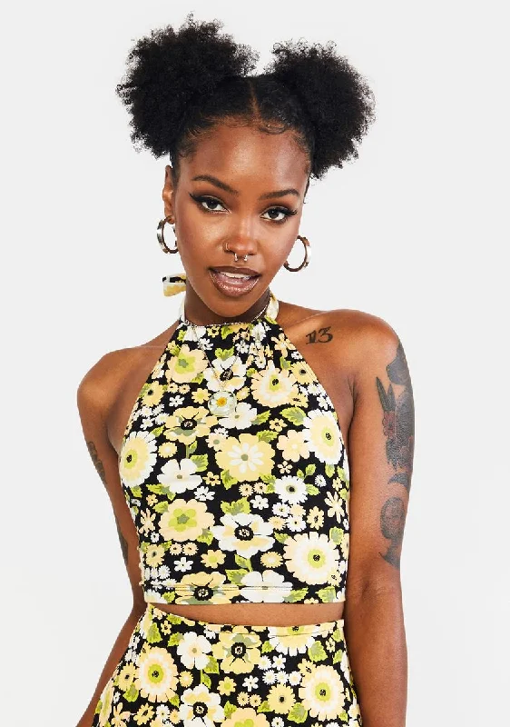 Chic Style, Always In Vogue Retro Floral Jica Crop Top